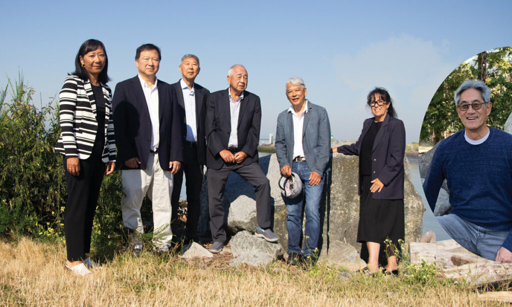 JCL board of directors -  left to right: Karen Nishi, Brian Tsuji, Larry Okada, Fred Yada, Paul Kariya, CEO Susanne Tabata. Inset: Les Kojima.